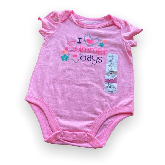 Jumping Beans I Love Summer Days Bodysuit Pink NEW NWT 9 mo Glitter - Picture 1 of 5